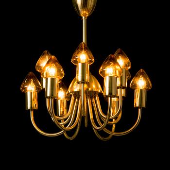 HANS-AGNE JAKOBSSON, A brass chandelier, model T 372, Markaryd, Sweden, late 20th Century.