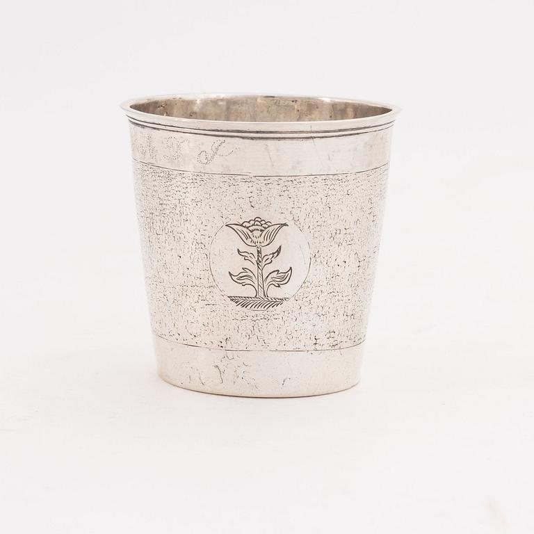 A baroque silver beaker, circa 1740, propably Norway.