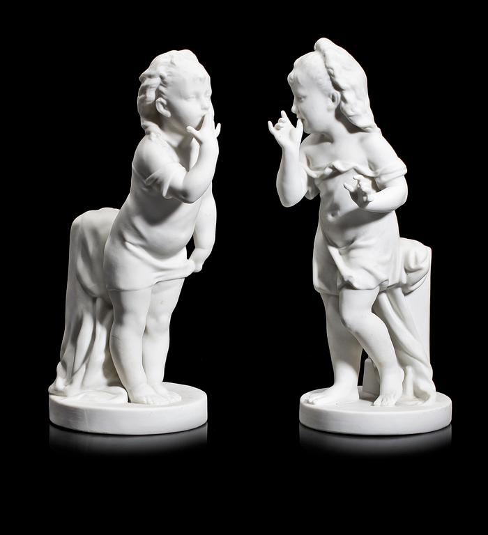 FIGURINER, ett par, parian, Gustavsberg, 1923.