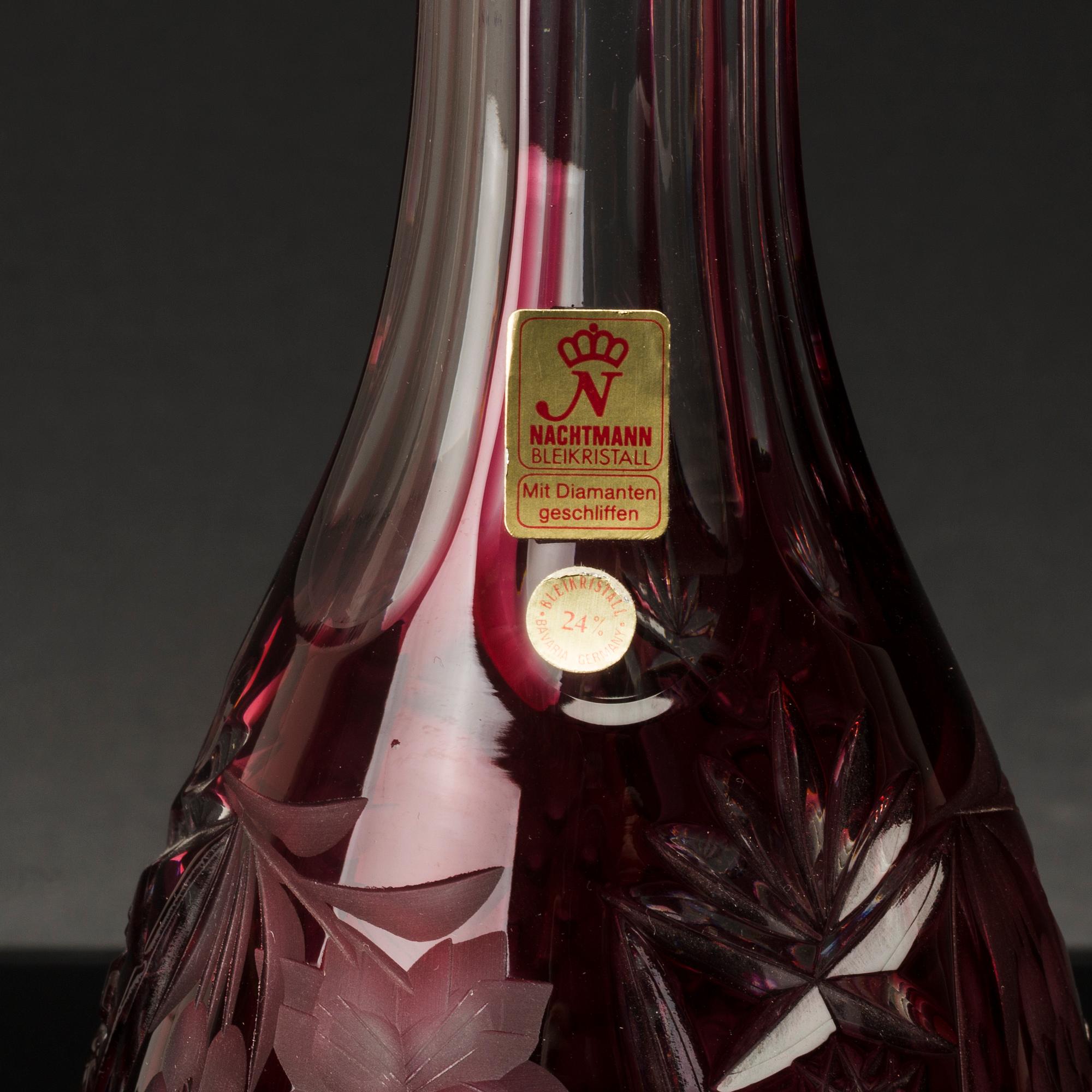 A set of nine glasses and a decanter, Germany later part of the 20th century.