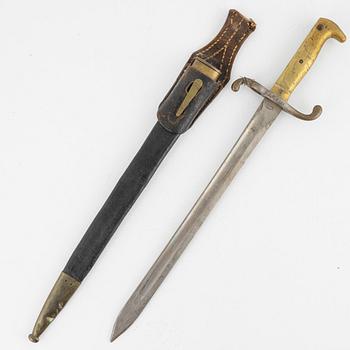 A German dress bayonet, 1871 pattern, with scabbard, by Clemens & Jung.