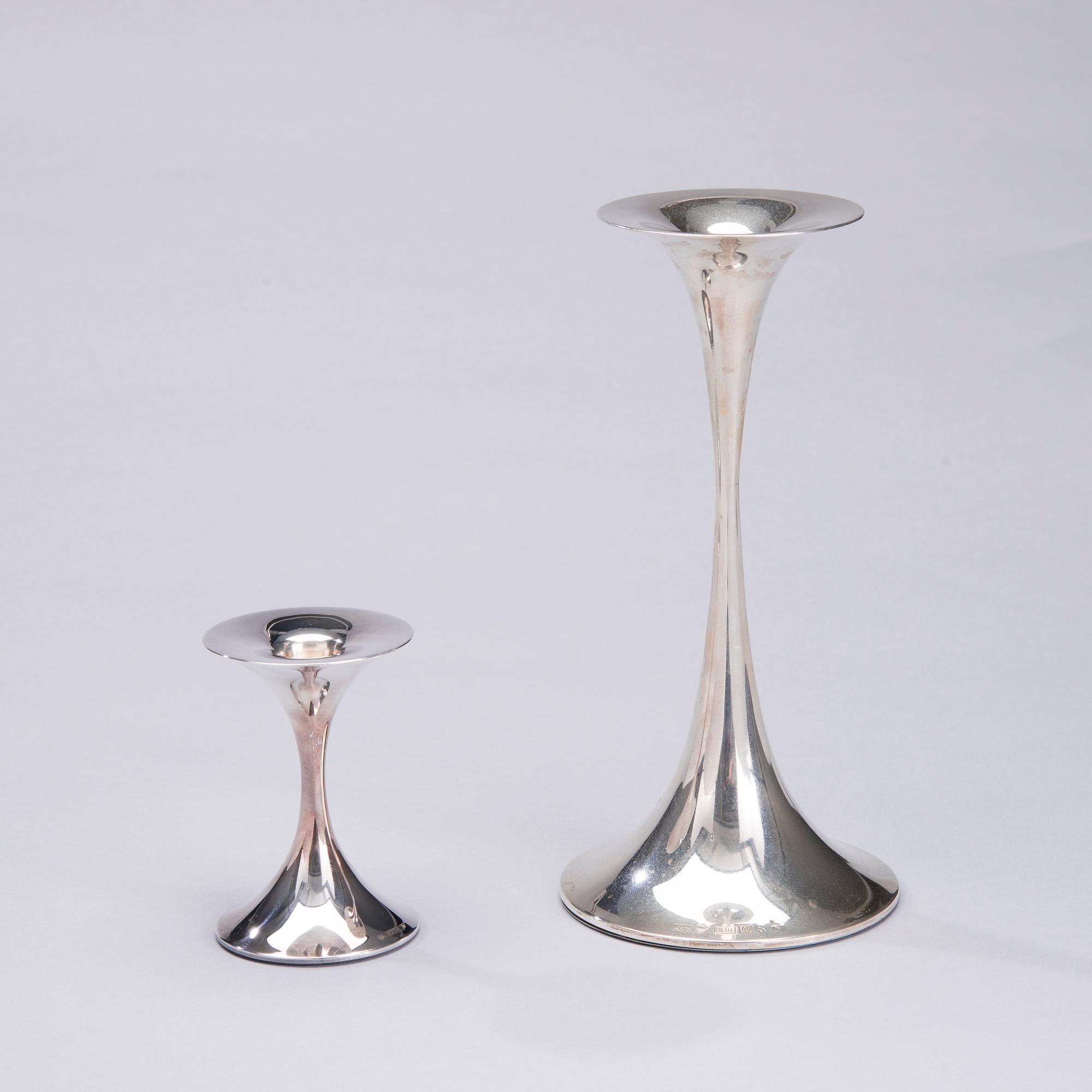 LJUSSTAKAR, 2 st, silver, Tapio Wirkkala, Kultakeskus 2002 och 2009.