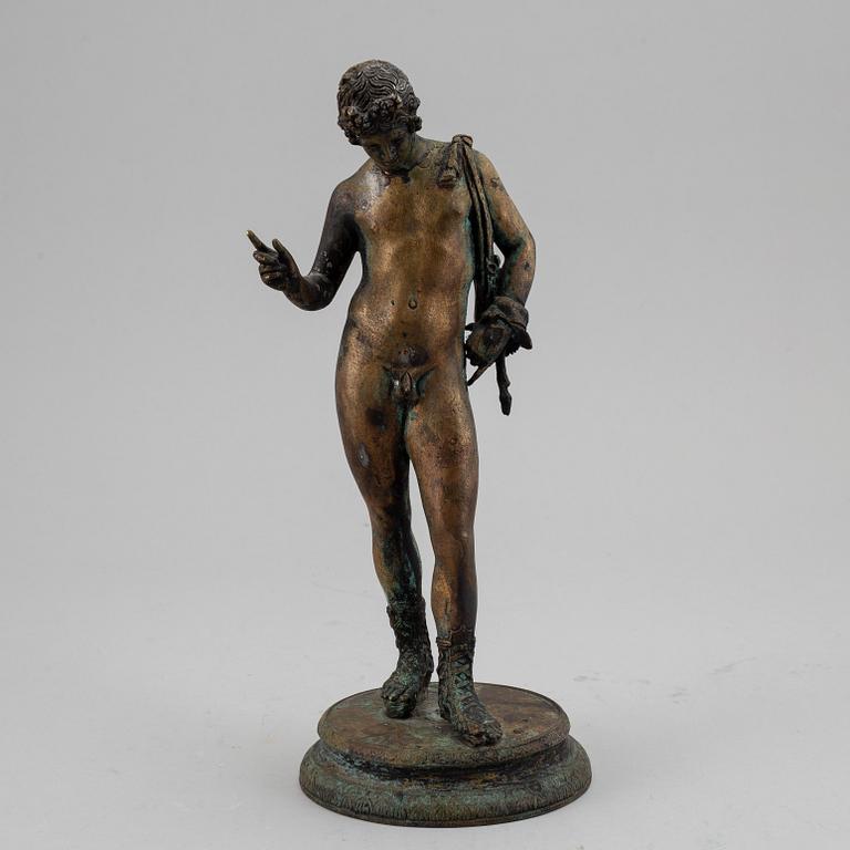 A 20th century bronze sculpture of Narcissus.