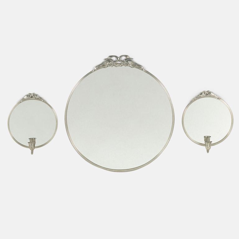Spegel samt spegellampetter, tenn, 1900-talets andra kvartal.