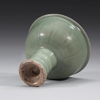 A celadon glazed stem cup, Ming dynasty (1368-1644).