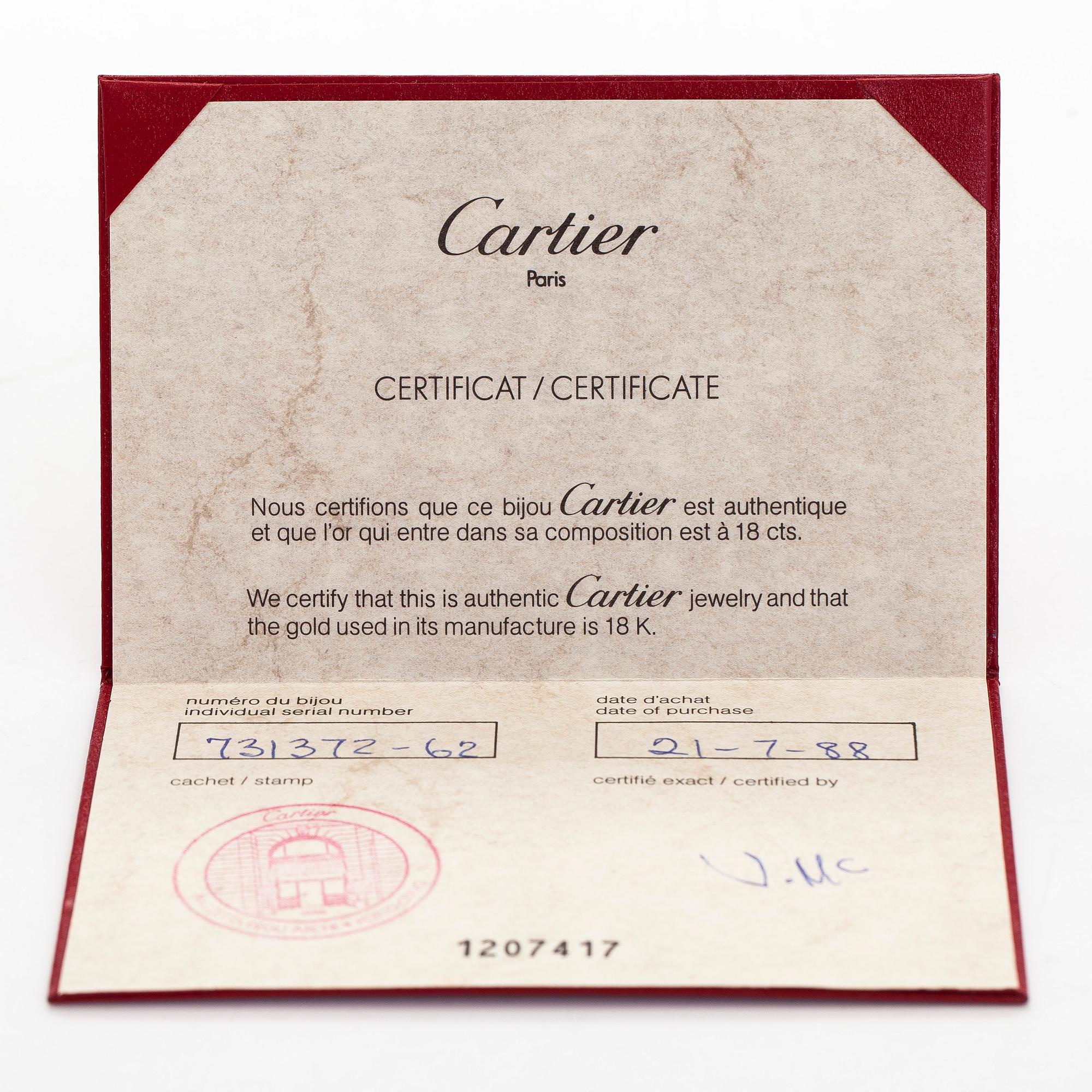 Cartier, rannerengas, "Trinity", 18K kultaa.