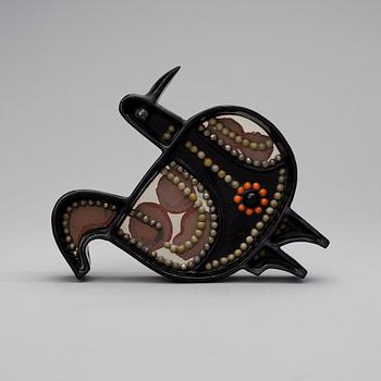 BIRGER KAIPIAINEN, A CERAMIC RELIEF. Curlew. Signed Kaipiainen, Arabia. 1950s.