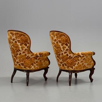 FÅTÖLJER, ett par, nyrokoko, 1800-talets slut.