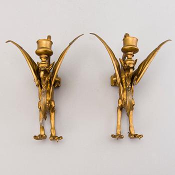 A PAIR OF WALL SCONES, bronzed metal, Russia late 19th century.