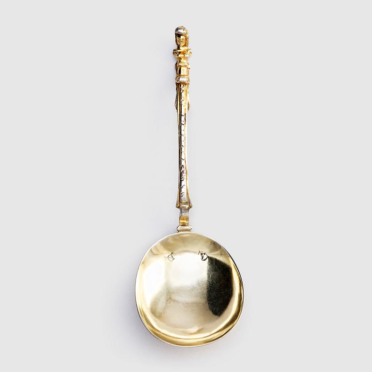 A parcel-gilt Baroque silver spoon, 18th century.