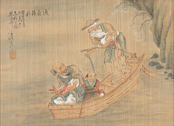 Unidentified artist, five Chinese paintings, watercolour on paper, 20th century.