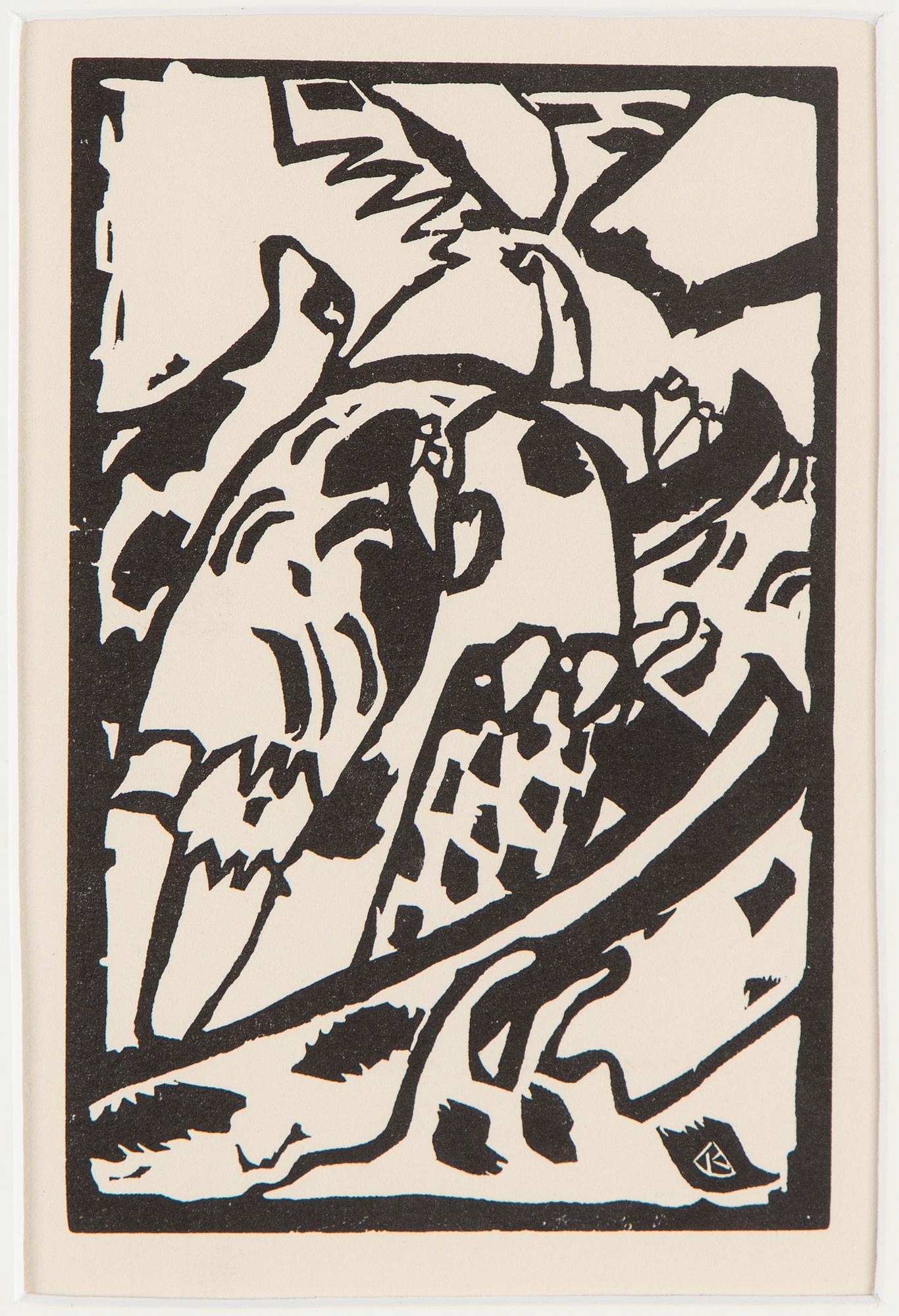 WASSILY KANDINSKY, after. Woodcut with printed signature. From:  XX:e siècle, Hommage à Kandinsky.