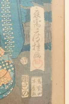 Utagawa Fusatane, färgträsnitt, Japan 1800-talets senare del.