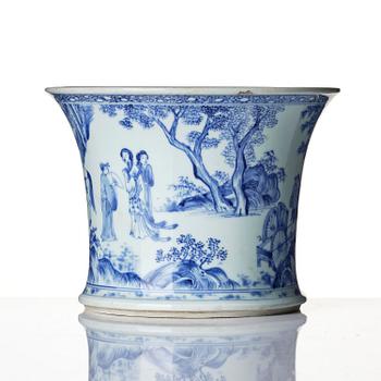 A blue and white ’Western Chamber’ brush pot, Bitong, Qing dynasty, early Kangxi (1662-1722).