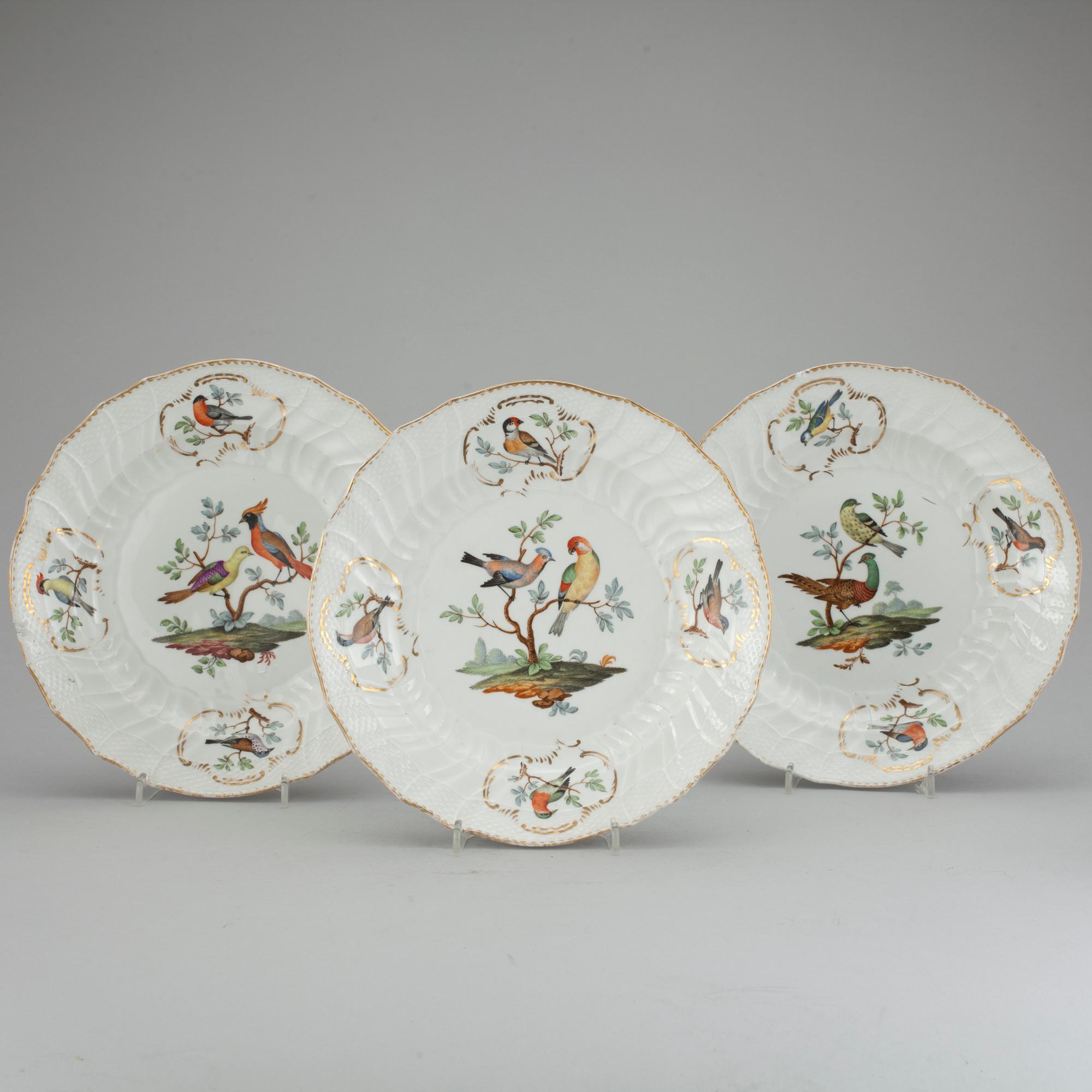 TALLRIKAR, 3 stycken, porslin, Meissen, Tyskland, ca 1763-74.