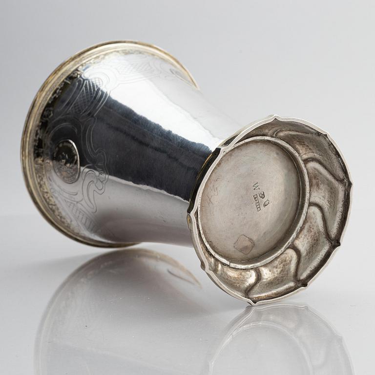 Simson Ryberg, bägare, delvis förgyllt silver, Stockholm 1779. Gustaviansk.