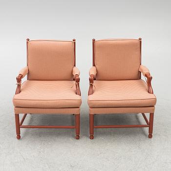 Armchairs, so-called Gripsholm armchairs, a pair, second half of the 20th century.