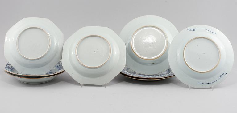 TALLRIKAR, 8 st, porslin, Kina, 1700-tal.