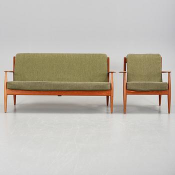 SOFFA och FÅTÖLJ, Grete Jalk, France & Daverkosen, Danmark 1960-tal.