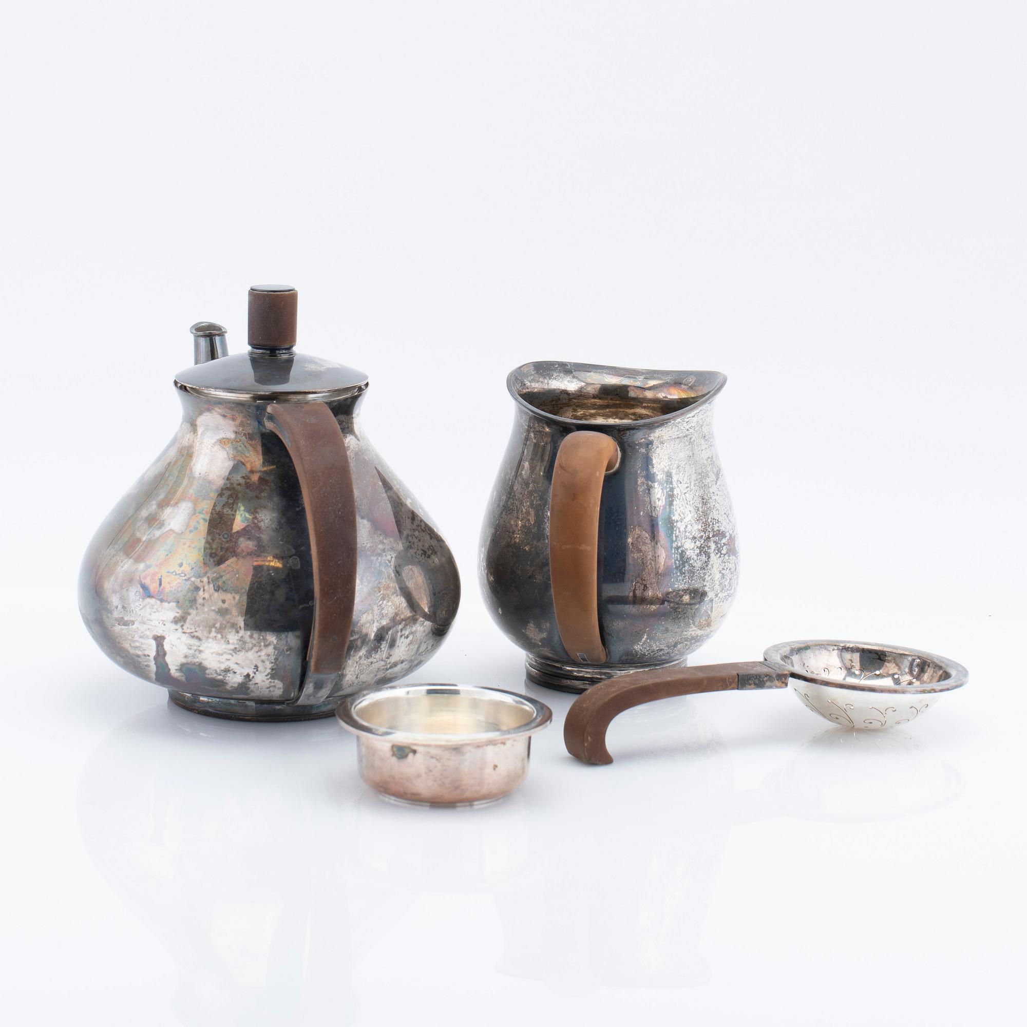 Fritz Hingelberg, Aarhus Denmark, tea service sterling three pieces.