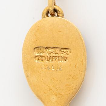 Björn Weckström, necklace "Hindam", 18K gold with spectrolite and octagon-cut diamond. Lapponia 1978.