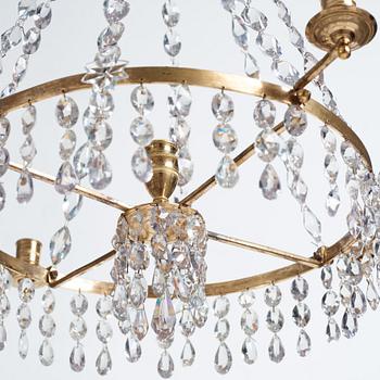 A late Gustavian five-light chandelier.