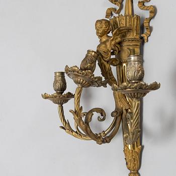 A pair of wall candelabras, probably French, late 19th century.