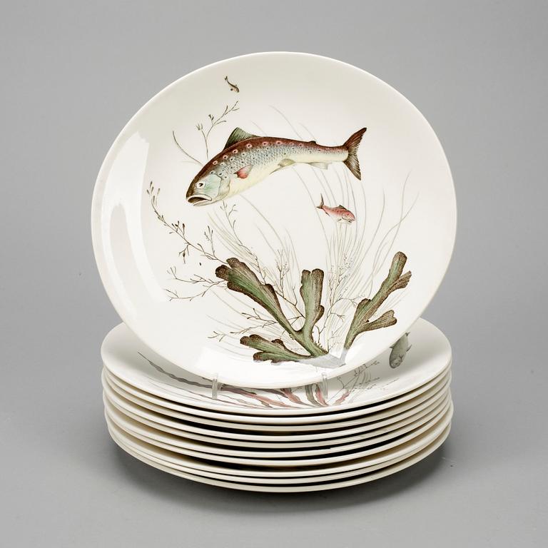 FISKTALLRIKAR, 12 delar, "Fish" Johnson Bros. England, 1900-talets andra hälft.