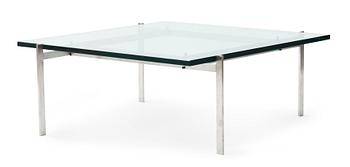 92. A Poul Kjaerholm 'PK-61' steel and glass sofa table, Fritz Hansen, Denmark.