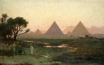 5. Georg von Rosen, Pyramiderna vid Giza från Nilens strand.