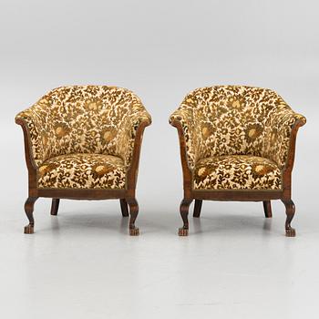 A pair of armchairs, 1920's.