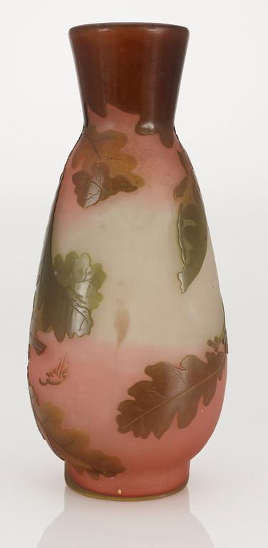 An art nouveau Emile Gallé cameo glass vase, Nancy, France.