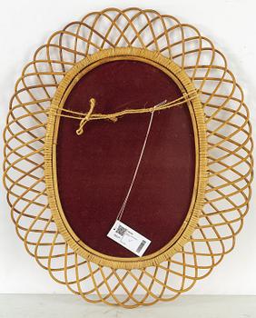 A rattan framed Swedish Modern mirror, 1940's.