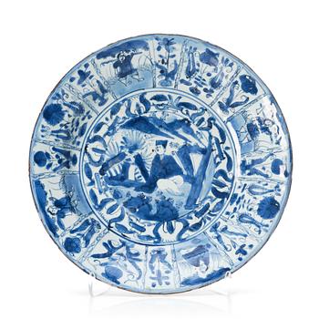 971. A blue and white dish, Ming dynasty, sen Wanli/1630's.