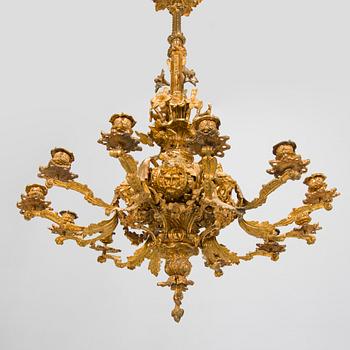 A French mid-19th-century gilt bronze chandelier.