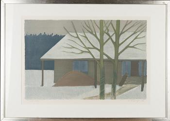 VEIKKO VIONOJA, färglitografi, signerad och daterad -83, konstnärens avdrag.