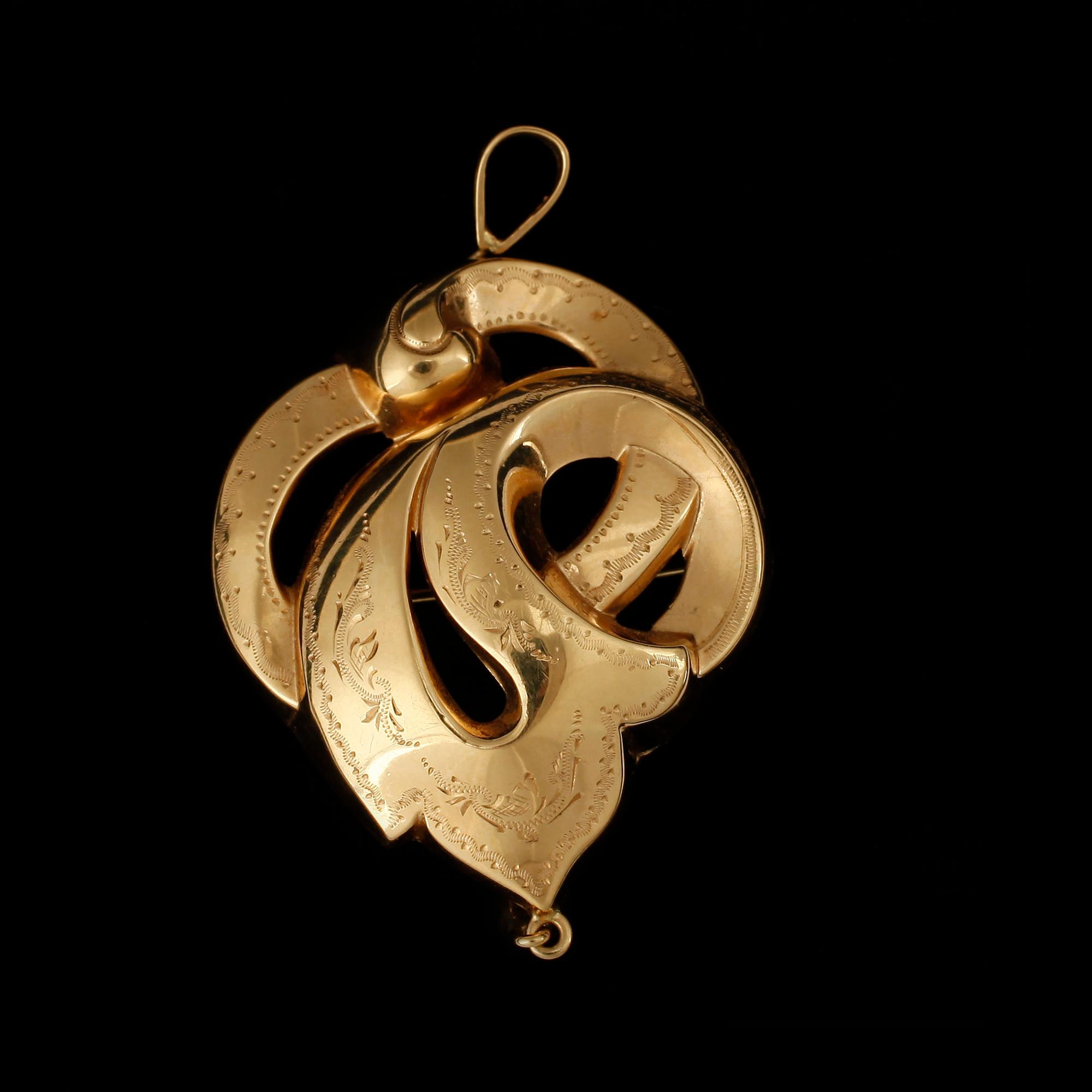 BROSCH samt ÖRHÄNGEN, 18k guld. Total vikt ca 7 gram.