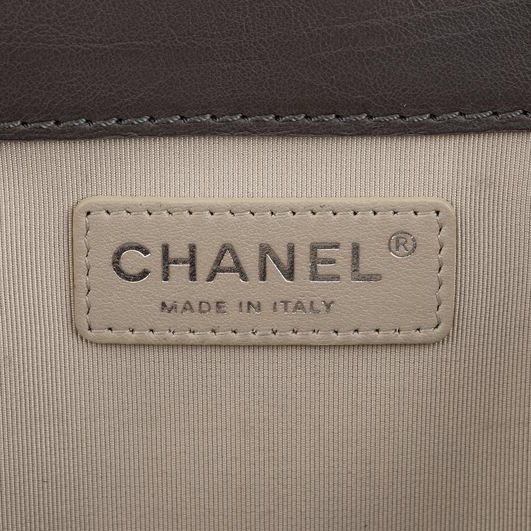 Chanel, a grey leather 'Large Boy Bag', 2014.