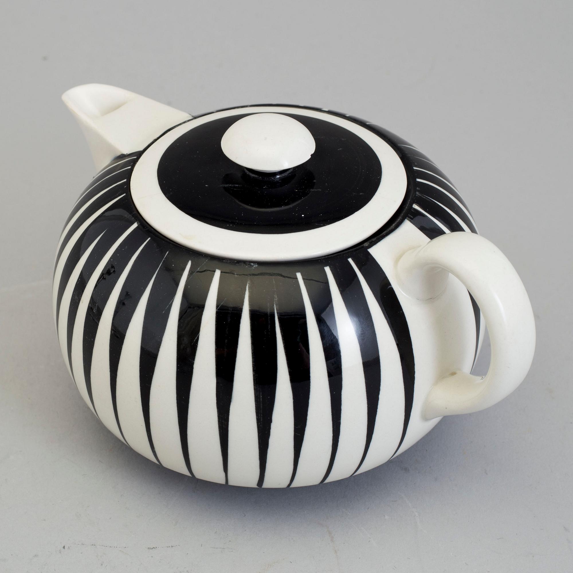 EUGEN TROST, tekanna, flintgods, "Zebra", Gefle, 1955-1967.
