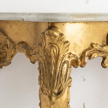 Spegel och konsolbord, rokokostil 1800-tal.