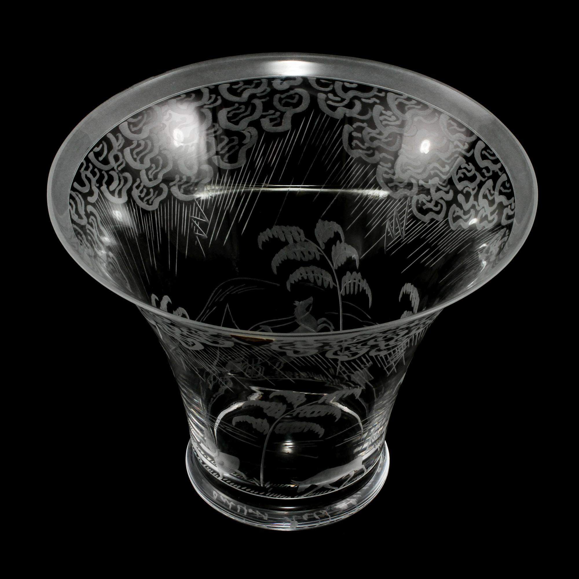 SKÅL, glas, "Åskväder", Edward Hald, Orrefors, omkring 1900-talets mitt.