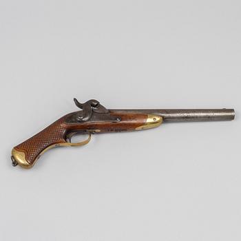 A Swedish smooth bored cavalry percussion pistol 1850 pattern.