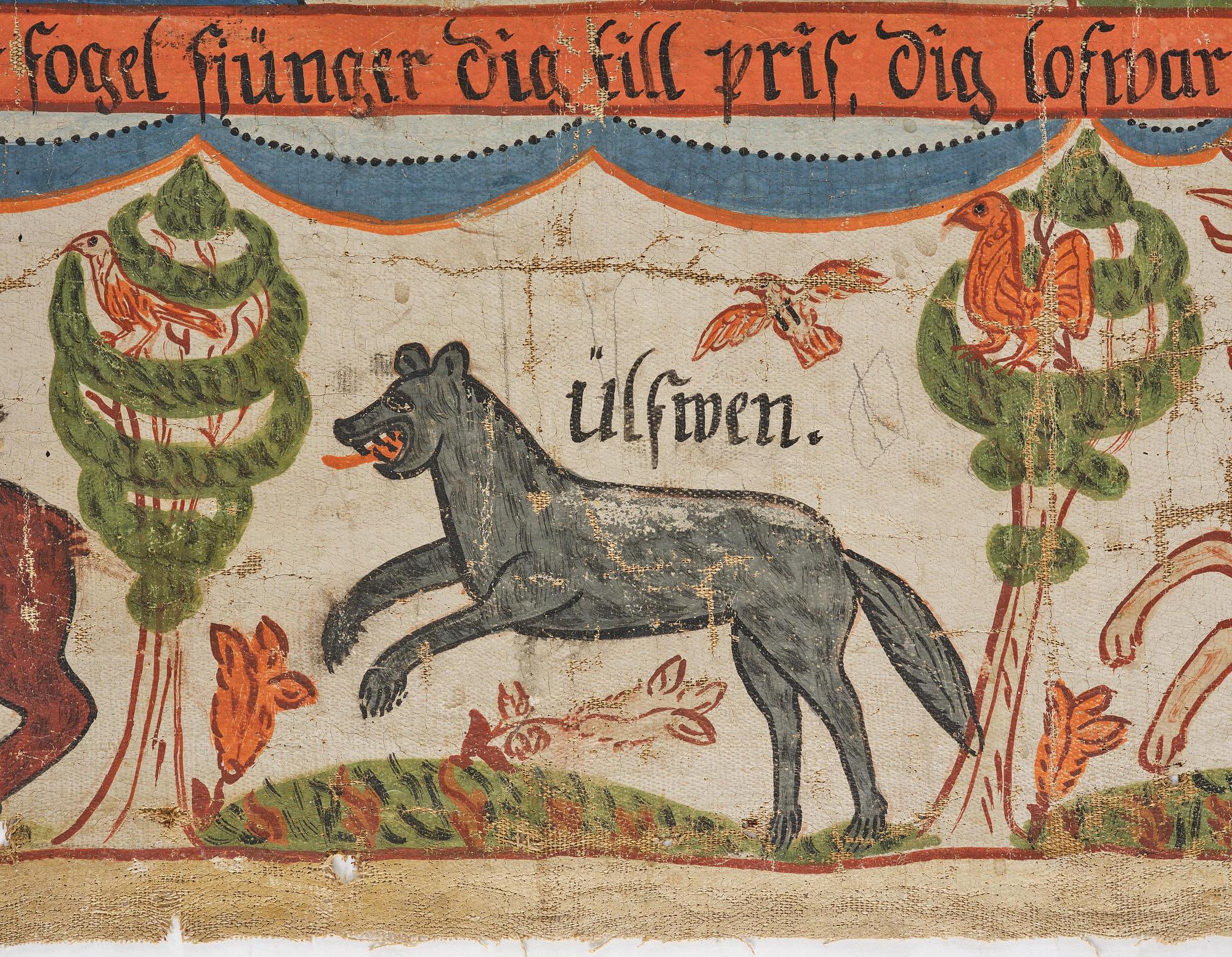 A traditional folk art painting attributed to Anders Andersson, Femsjö (1782-1865).