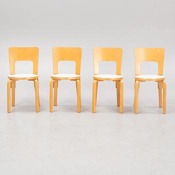 Alvar Aalto, stolar, 4 st, modell 66, Artek, Finland, 1900-talets slut.
