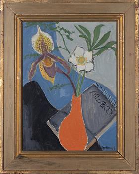 Charles Portin, Still Life with Flowers and Sketchbook.