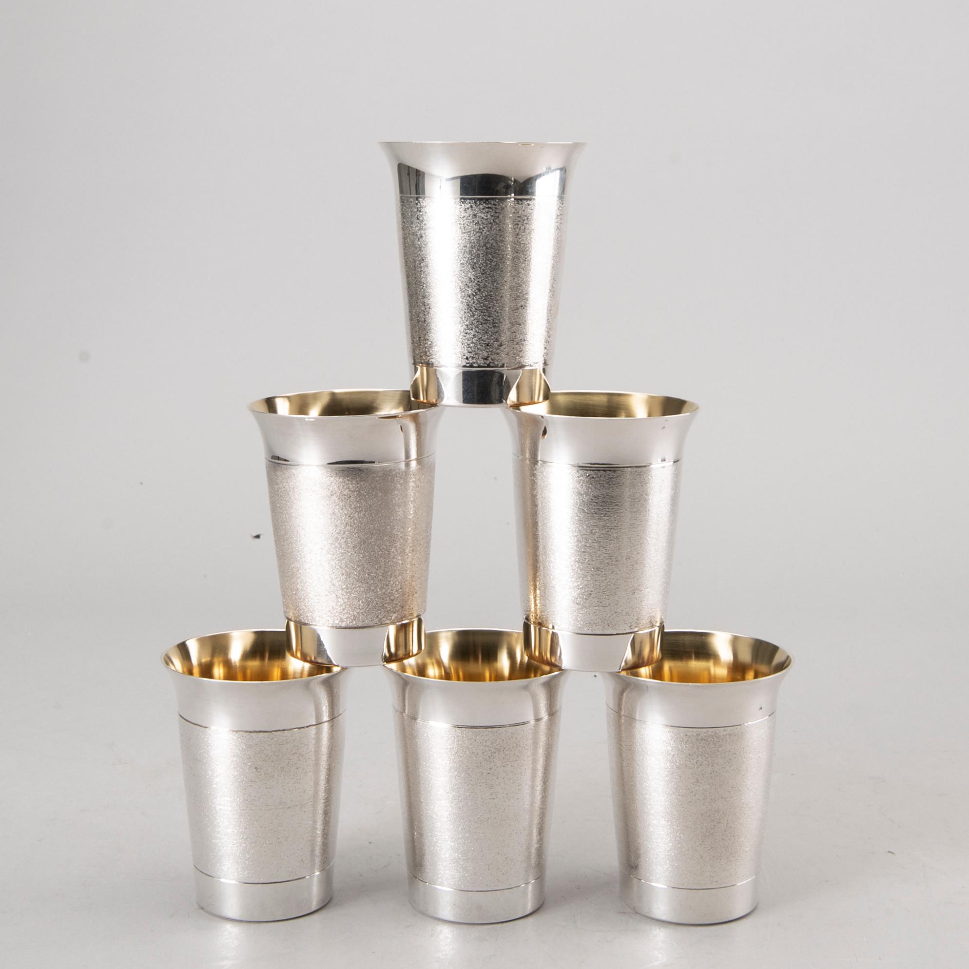 KE PALMBERG bägare 6 st sterling silver Alton Falköping 1978-80.