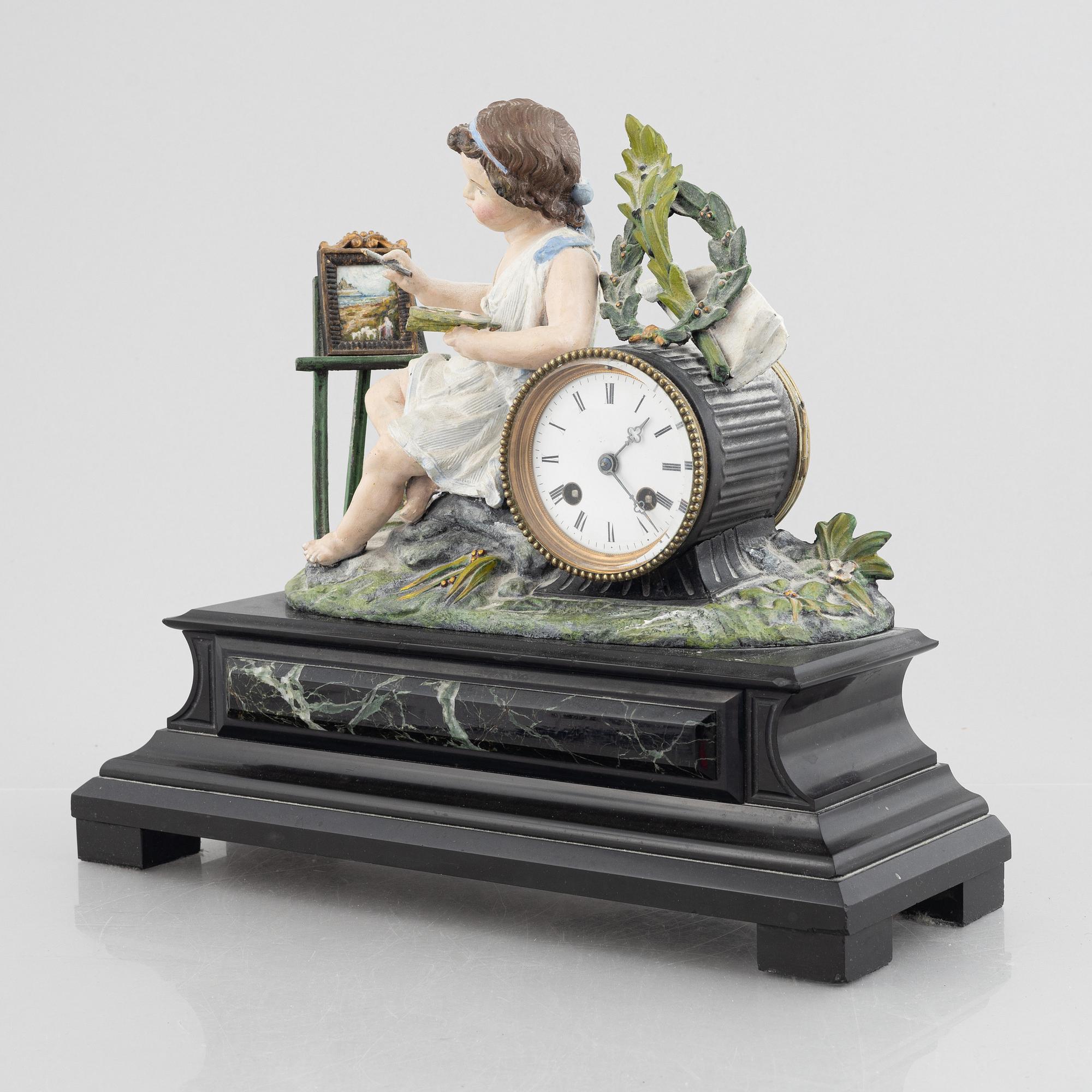 A 19th century mantle clock.
