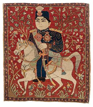 360. An antique pictorial souf Kashan  'Mohtasham' rug, ca 64 x 57 cm.
