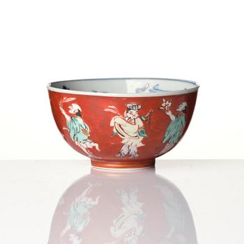 A group of five 'immortals' bowls, Meiji (1868-1912).