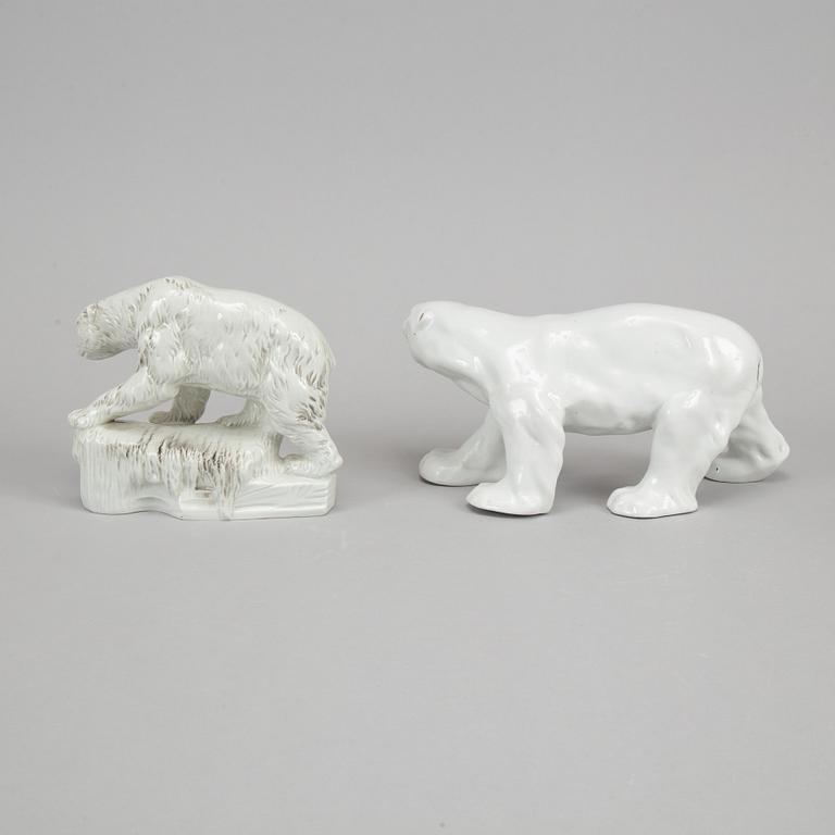 Five German porcelain polar bears.